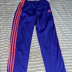 Adidas Kids Royal Blue Joggers with Bold Red Stripes